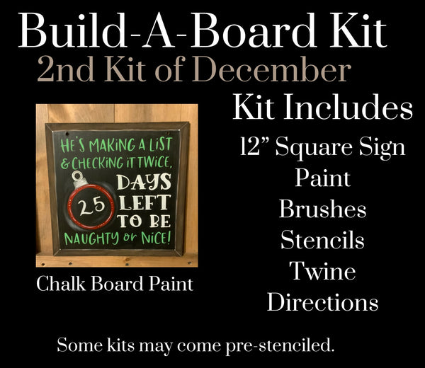 December Build a Board DIY Kit 2 Making A List - Bossard's Board Works