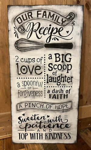 Family Recipe Kitchen Sign