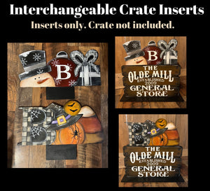 Interchangeable Crate Halloween and Christmas Inserts