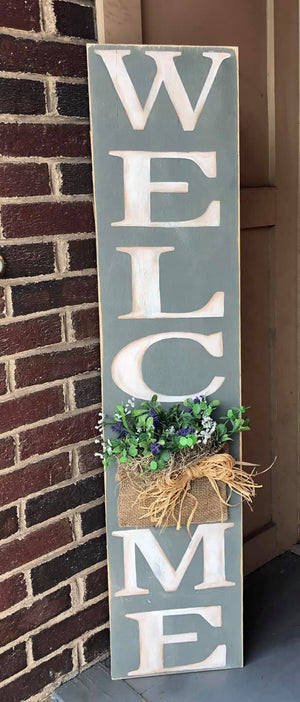 Welcome Porch Sign with Flowers